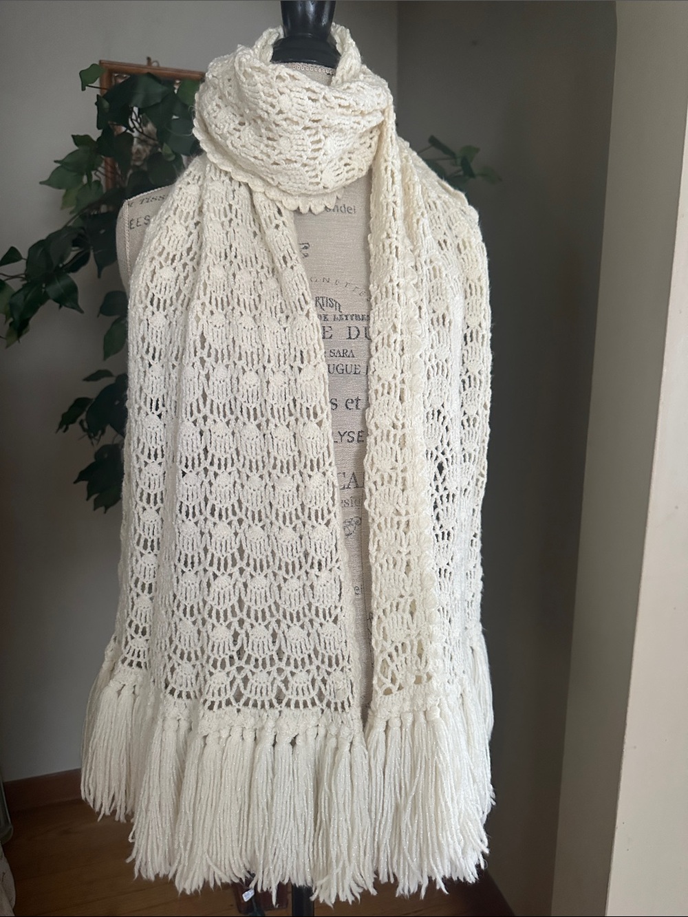 Handmade Cream Crochet Shawl